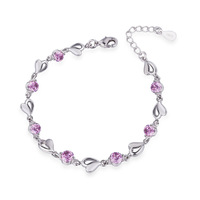 Bracelet pour femme en alliage de cuivre incrusté de zircon en forme de cœur, de haute qualité, exquis et élégant, pour accessoires quotidiens
