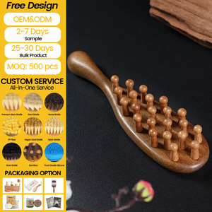 Méridien Logo personnalisé bois de santal peigne à dents larges confortable mode Style Massage cuir chevelu brosse pour quotidien maison hôtel <span class=keywords><strong>Salon</strong></span> utilisation - Product Image 1