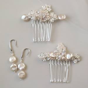 SLBRIDAL Peineta de Novia <span class=keywords><strong>con</strong></span> Perlas <span class=keywords><strong>Naturales</strong></span> Estilo Ins, Pendientes, Tocado de Boda, Accesorio <span class=keywords><strong>para</strong></span> <span class=keywords><strong>el</strong></span> Cabello, Joyería <span class=keywords><strong>para</strong></span> Mujeres y Niñas - Product Image 1