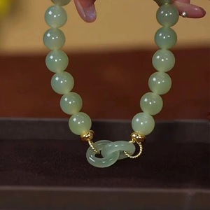 Vòng tay đá tự nhiên may mắn kiểu khóa thời trang 2024, vòng tay hạt ngọc chalcedony hình trái tim đôi dành cho nữ - Product Image 6