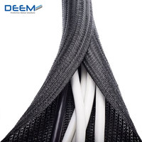 Gaine de protection flexible auto-fermante DEEM en PE tressé noir, ignifuge VW-1, certifiée ROHS pour la gestion des câbles