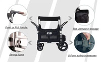 JXB 4 quatre places Quad Wagon avec harnais à 5 points chariots pliables enfants poussette