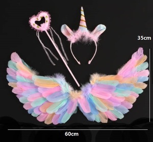 Commercio all'ingrosso di HS più basso <span class=keywords><strong>piume</strong></span> di ala di tacchino rosa bianco grande artigianato tinto vero e proprio angeli del partito Cosplay di Halloween per la vendita - Product Image 3