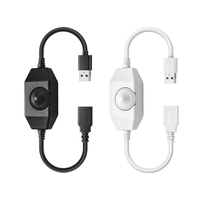 Cordon d'alimentation avec variateur de luminosité continu DC5521, variateur de luminosité intégré pour LED monocolores, cordon d'alimentation USB mâle vers femelle