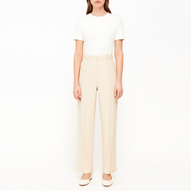 New Custom Women's High Waisted Casual Wide Leg Pants Breathable Elastic Waist Straight Leg Trousers