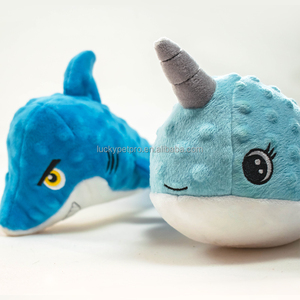 Tùy Chỉnh Con Chó Đồ Chơi Squeak Cá Mập Sang Trọng Đồ Chơi Tương Tác Nhai Crepe Giấy Nhồi Bông Con Chó Đồ Chơi Sang Trọng - Product Image 3