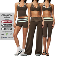 Ensembles d'entraînement pour femmes, lot assorti de 5 pièces : débardeur, short, leggings, pantalon évasé, vêtements de sport, logo personnalisé, vente en gros en stock