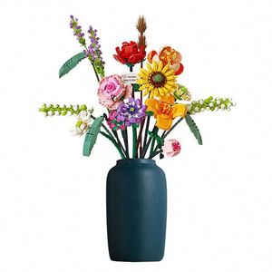 ชุดตัวต่อพลาสติก ABS ขนาดเล็ก DIY ของเล่นเสริมพัฒนาการ ชุดดอกไม้ตกแต่งสวนสร้างสรรค์ ช่อดอกทานตะวันประกอบเอง - Product Image 1