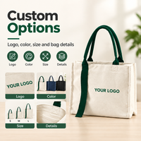 Sac de courses réutilisable en coton avec longues sangles en sangle contrastée et fond à soufflets pour broderie de logo personnalisée