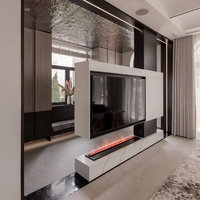 Chimenea Eléctrica Lineal de Diseño Moderno, Mueble Interior Decorativo, Soporte para TV, Chimenea de Vapor 3D