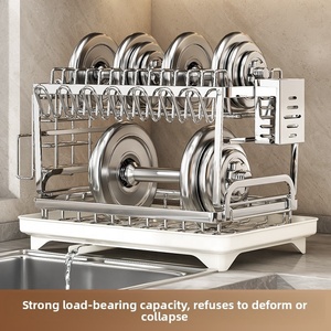 Égouttoir à vaisselle multifonctionnel moderne en acier inoxydable écologique pour comptoir de cuisine, support de rangement pour assiettes <span class=keywords><strong>et</strong></span> bols - Product Image 5