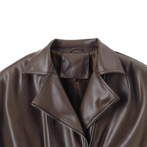 Cappotto <span class=keywords><strong>Trench</strong></span> Vintage in <span class=keywords><strong>Ecopelle</strong></span> da Donna Lin con Fodera in Seta e Funzione Anti-Piega, Blazer <span class=keywords><strong>Nero</strong></span> - Product Image 4