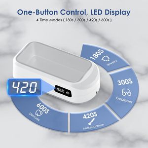 Nettoyeur de bijoux à ultrasons Machine de nettoyage à ultrasons domestique portable pour lunettes, montres, prothèses dentaires, têtes de rasoir - Product Image 4