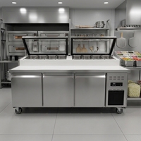 Table de préparation réfrigérée BANGMAOL pour cuisine de restaurant avec comptoir réfrigéré pour salades et stockage de garnitures de pizza