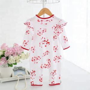 Romper de Estilo Chino para Bebé Niña, Romper de Manga Larga con Volantes - Product Image 3