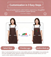 Tablier de travail personnalisé avec logo, à bretelles croisées, imperméable, sangle réglable, double poches, faible MOQ pour café, restaurant, hôtel, bar