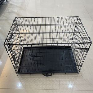 Vente chaude transporteur pour animaux de compagnie grande Cage pour animaux de compagnie en acier caisse pour chien robuste pliable en métal grand chien chat Cage avec plateau - Product Image 4