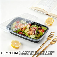 Boîte à bento en plastique écologique super épaisse de 28 oz avec couvercle sécurisé, compatible micro-ondes, lave-vaisselle et congélateur, pour la préparation des repas et les déjeuners