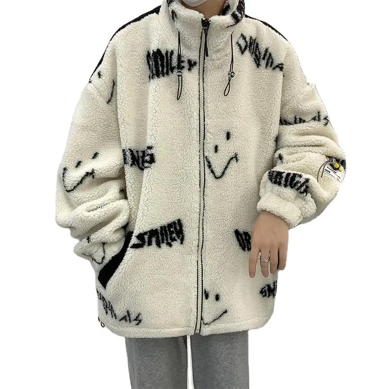 Odm Custom Heren Zip Sweatshirt Outdoor Fleece Vulling Winter Corduroy Jas Mannen Sherpa Fleece Jassen Met Capuchon