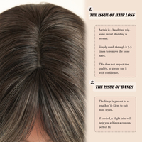 Peluca de Cabello Sintético Largo y Ondulado de 30 Pulgadas, Color Castaño Ceniza con Reflejos Rubio Claro, con Flequillo Cortina, Fibra Resistente al Calor, Aspecto Natural Mate