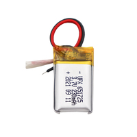 Batterie polymère rechargeable au lithium-ion, cellule de poche, OEM en gros, certifiée KC, UFX 651725, 230 mAh, 3,7 V, Lipo