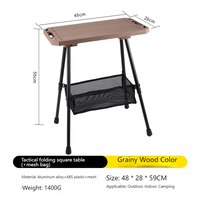 Table pliante tactique moderne avec pieds réglables, plateau en alliage d'aluminium, résistante aux intempéries, pour le camping en plein air, la randonnée, le pique-nique, la salle de sport