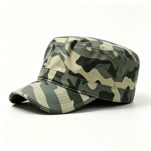 Casquette de cadet unisexe de luxe en toile de coton camouflage avec logo personnalisé - Casquette plate pour patrouille en extérieur, camping, chasse et travail - Product Image 3