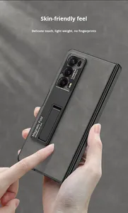 <span class=keywords><strong>Pour</strong></span> <span class=keywords><strong>Honor</strong></span> Magic V2 <span class=keywords><strong>coque</strong></span> de téléphone givré pli charnière cuir artificiel 5G Street Fashion étui antichoc avec support - Product Image 6