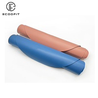 Tapis de yoga en PU écologique et végétalien, couleur unie nude, avec logo personnalisé imprimé, gaufré, découpé au laser, forme ovale ou pilulière, en caoutchouc, pour le yoga.