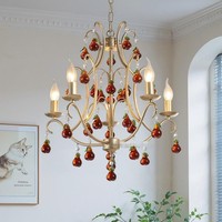 Lustre en cristal de luxe léger, style américain, suspension postmoderne, finition dorée, hauteur réglable, télécommande