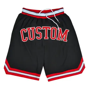 Oem Aangepaste Logo Vintage Sport Oude School Streetwear Polyester College Gewoon Mens Don Mesh Basketbal Shorts Whit Ritsen Zakken