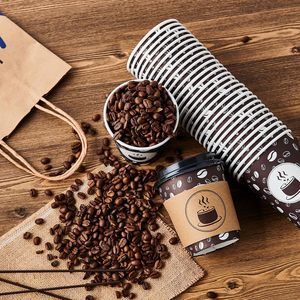 Vasos de café desechables con tapas, fundas y pajitas, vasos de papel con tapas para bebidas calientes, ideales para tiendas, cafeterías y puestos de comida. - Product Image 4