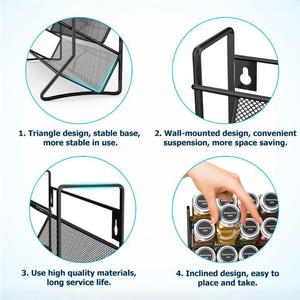 Étagère à épices rotative à quatre niveaux en fil métallique pour rangement d'assaisonnements de cuisine, idéale pour placard - Product Image 4