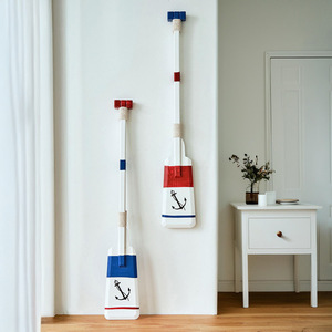 Mediterranean Style Wooden Oars Wall Decor 68 Cm <b>Red</b> Blue Dual Side Home Decoration Pine <b>Material</b> 2Pcs - Product Image 1