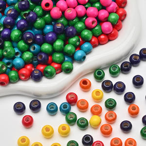 DIY Schmuckzubehör 10MM Runde Großloch-Holzperlen mit Buntem Lack für Kinder-Handarbeit, Schuhe und Taschen aus Yiwu - Product Image 5