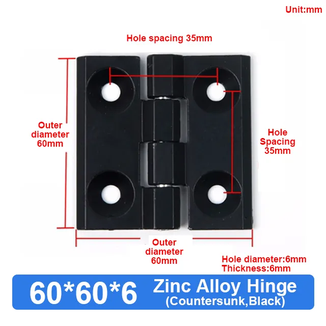 Bisagra de torsión ajustable, bisagra de fricción negra, bisagras de torsión, gran oferta, aleación de Zinc superior con caja de cartón Industrial 60*60 * M6