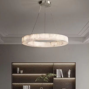 غرفة معيشة حديثة فندق ديكور داخلي حلقة كبيرة من مستويين ثريا مرمر إسبانية مستديرة - Product Image 6