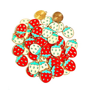 Strawberry Zinc Alloy Charms <b>Red</b> And Pink Fruit Shape For DIY Jewelry <b>Bracelet</b> Necklace Mobile Phone Charm Unisex Gift Accessory - Product Image 1