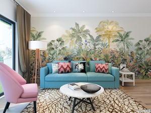 <span class=keywords><strong>Carta</strong></span> <span class=keywords><strong>da</strong></span> <span class=keywords><strong>Parati</strong></span> Murale 3D con Disegni di Foresta Pluviale Tropicale del Sud-Est Asiatico per Decorazione Domestica - Product Image 4