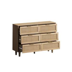 DB 43.31 European Style 6-<b>Drawers</b> Rattan <b>Storage</b> <b>Cabinet</b> Mirrored Natural Rattan <b>Drawer</b> for Bedroom Living Room Home Furniture - Product Image 5