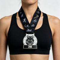 Médailles sportives personnalisées en métal moulé avec ruban, motif animalier. Convient pour la course à pied, le cyclisme, la natation, les triathlons