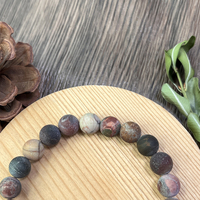 Bracelet en perles de jaspe Picasso mat de 8 mm, pierre d'équilibre et d'inspiration, bijou minimaliste en pierres précieuses naturelles, cadeau
