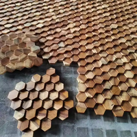 Panneaux de bois 3d au design moderne Décoration murale Art d'intérieur Panneau mural en nid d'abeille en forme d'hexagone