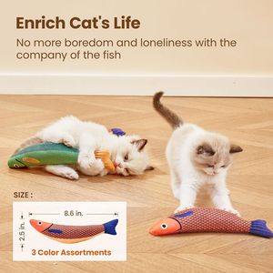 Jouets sonores froissés Hovicaed Saury Fish Catnip pour chat, doux et durables, 9,4 pouces, pour l'exercice intérieur des chatons, jouets interactifs pour animaux de compagnie - Product Image 2