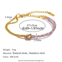 Bracelet double couche en acier inoxydable étanche personnalisé avec perles en pierre naturelle pour femme, bijoux de mode en gros pour la revente