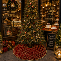 Jupe de sapin de Noël élégante en velours avec passepoil doré 90/120cm, style européen et américain, peluche de luxe pour la décoration de Noël