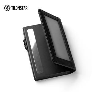 TILONSTAR TVC329 Venta caliente portátil RFID Bloqueo de negocios Bi-fold Cuero Aluminio Pop Up Titular de la tarjeta de crédito Cartera para hombres - Product Image 3