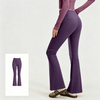 Pantalon de sport taille haute coupe large, effet galbant et amincissant, longueur 9 pouces, pour le yoga, avec logo personnalisable, tendance pêche