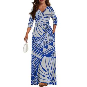 Envío gratis nueva llegada señoras 3/4 manga elegante vestido de graduación personalizado diseño maorí australiano con cordones y bolsillo lateral vestido - Product Image 4