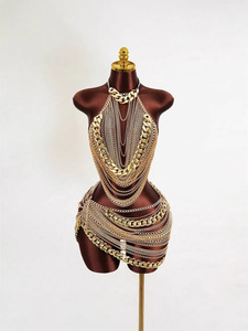 YXY-104 Fashion Women Jewelry Sexy Metallic <strong>Gold</strong> Layered Multi Layers <strong>Tops</strong> and Bottoms Thick <strong>Chain</strong> Tassel Suit Body <strong>Chain</strong> - Product Image 4